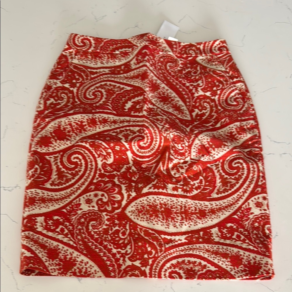 J. Crew Paisley Orange  and Cream Skirt